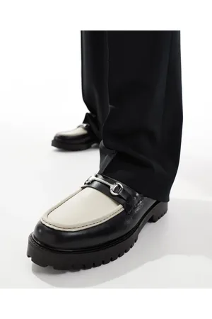 WALK LONDON Sean trim loafer in /off white leather