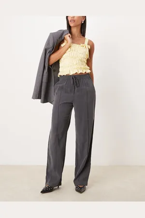 JDY High waist pull on trousers in dark
