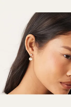 LOST SOULS Stainless steel 18ct plated glass drop earrings