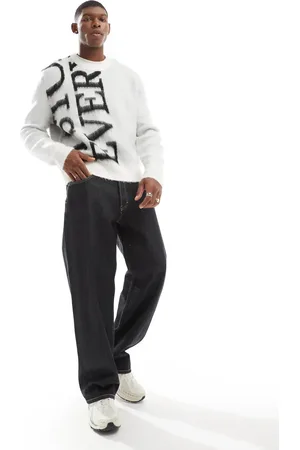 Bershka Soft knitted graphic jumper in
