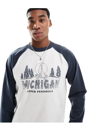 Hollister Boxy raglan long sleeve motif top in grey