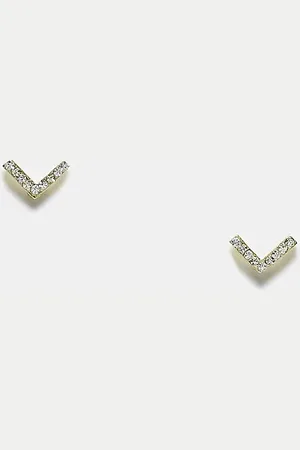 Kingsley Ryan Crystal v shape stud earrings in plated
