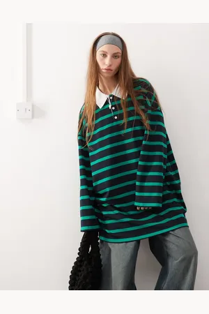 COLLUSION Stripe rugby dress in green