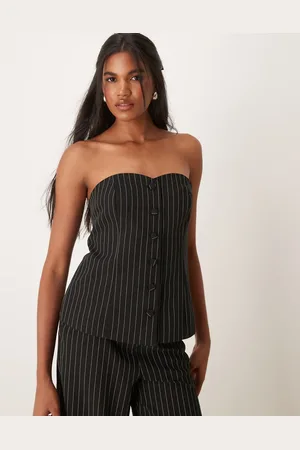 VILA Bandeau detail waistcoat co-ord in pinstripe