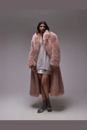 Topshop Faux fur long coat in