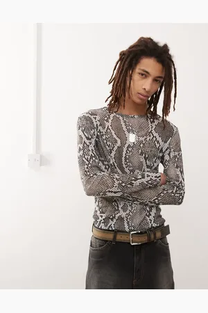 COLLUSION Long sleeve t-shirt in snake print tissue mesh