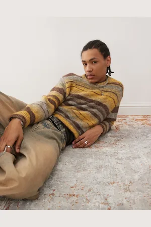 Weekday Murray wool blend jumper in yellow and stripe