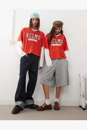 Reclaimed Unisex double layer varsity t-shirt in
