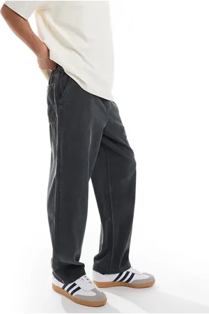 Pull&Bear Wide leg corduroy trouser in dark