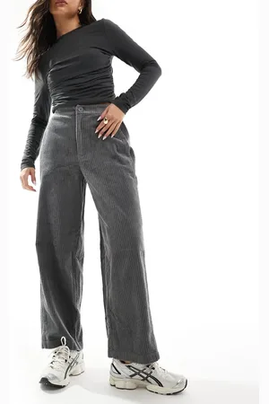 ASOS Cord barrel trousers in charcoal