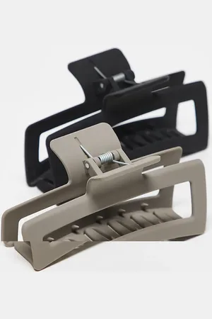 Pieces® Rectangle hair claw 2-pack in and grey