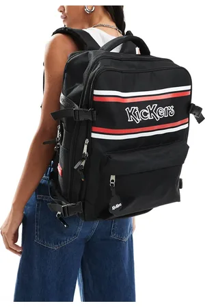 Kickers Retro square backpack with red logo stripes in