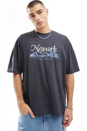 ASOS Oversized t-shirt with city front print in charcoal