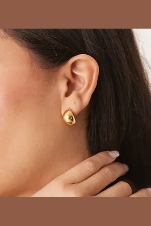 LOST SOULS Stainless steel 18ct plated wide dome hoop earrings
