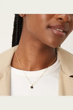 Daisy London Black onyx stone pendant necklace in 18ct plated sterling silver