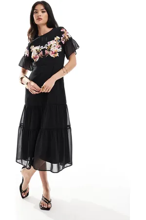 HOPE & IVY 2 in 1 maxi dress with embroidery in