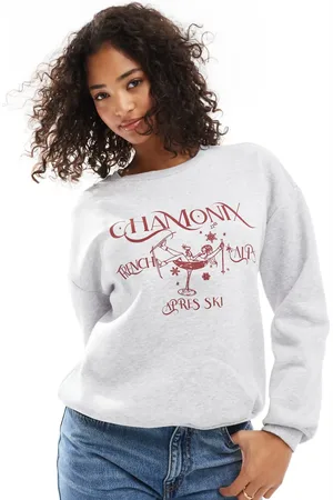 ASOS Chamonix apres ski graphic oversized sweatshirt in marl