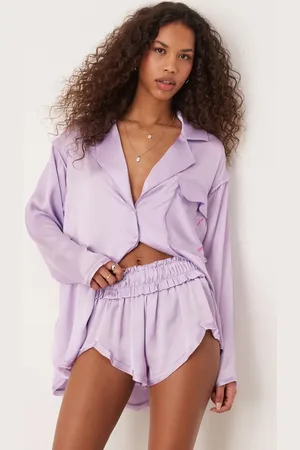 Free People Satin pyjama short co-ord in orchid