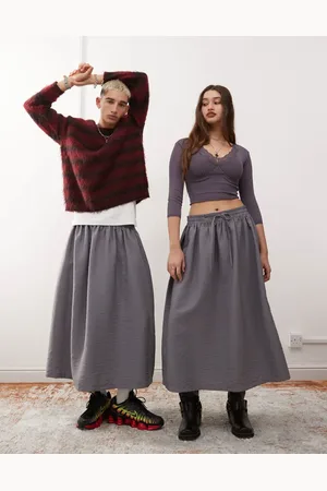 Reclaimed Unisex nylon skirt in charcoal