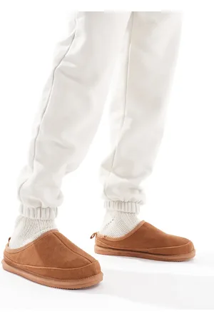 River Island Faux suede mule slippers in chestnut