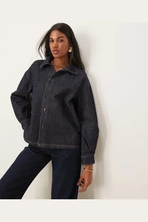ASOS Denim puff sleeve shirt in indigo