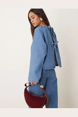 ASOS Denim raglan long sleeve top in indigo