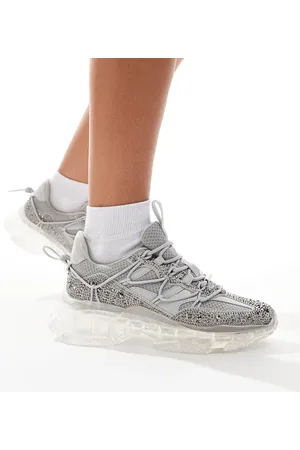 Steve Madden Magneto-R-E Embelished Trainers in Silver