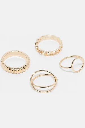 ASOS Pack of 4 rings with open circle and chain design in tone