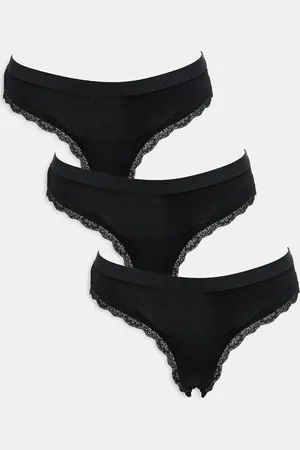 ASOS 3 pack cotton & lace brazilian brief with waistband in