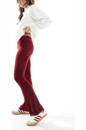 Miss Selfridge Fold over flare in burgundy