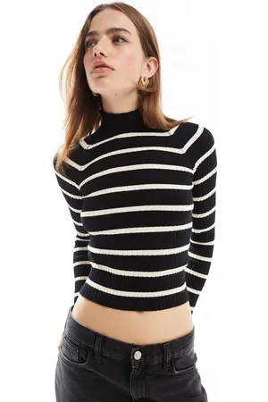 Stradivarius Ribbed jumper in & white stripe