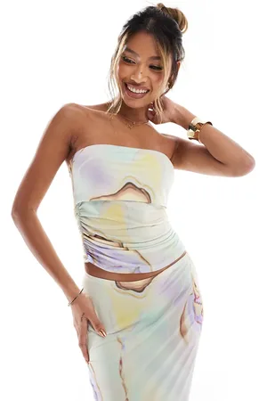ASOS Co-ord slinky bandeau top in marble print