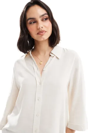 ASOS Relaxed fit linen shirt in natural