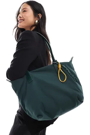 Pull&Bear Nylon tote bag with removable carabiner in dark