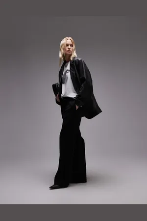 Topshop Premium real leather blazer in washed