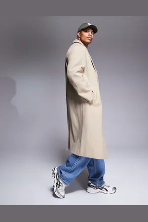 ASOS Regular fit wool look overcoat in stone
