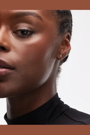 SEOL + GOLD Sterling cubic zirconia crescent moon stud earrings