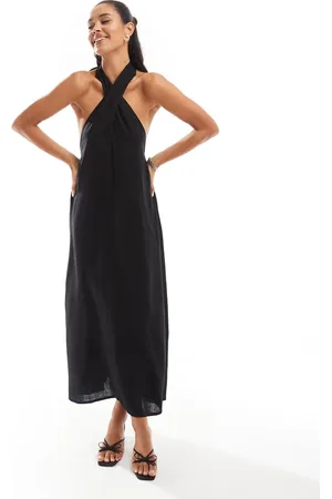 Pretty Lavish Cross over neck shift midaxi dress in