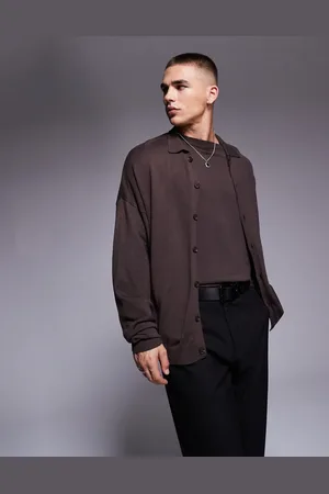 ASOS Co-ord relaxed knitted button through long sleeve polo in