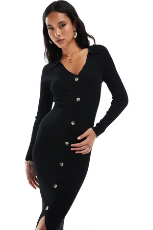 In The Style V neck button through midi cardigan dress in