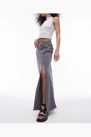 Topshop Soft touch twist low rise maxi skirt in charcoal