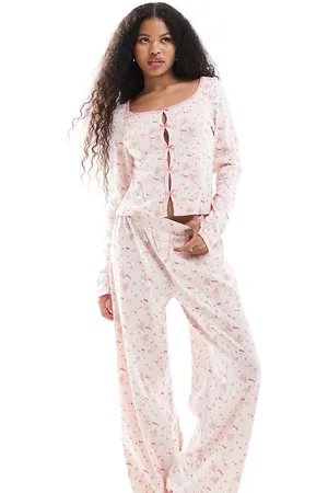 ASOS ASOS DESIGN Petite mix & match ditsy print pointelle trouser in