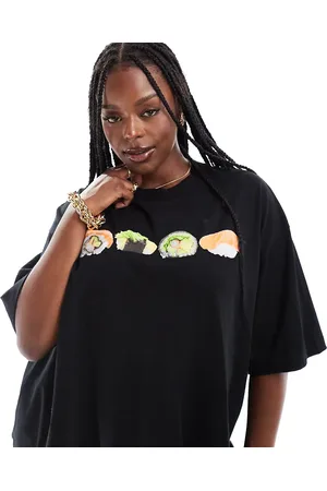 ASOS ASOS DESIGN Curve boyfriend fit t-shirt with sushi graphic in