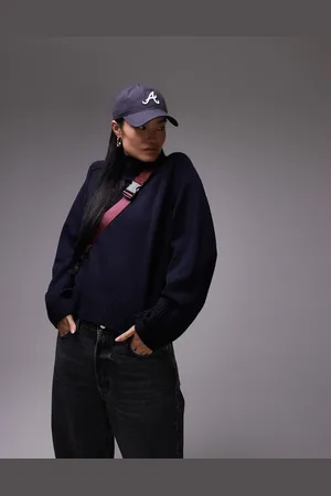 ARKET Wool sweater with high neck and deep cuffs in navy