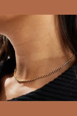 Accessorize Z Collection crystal chocker necklace in plated