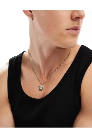ASOS Chain necklace with round sun design pendant in gold tone