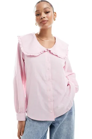 ASOS Oversized shirt with frill collar in stripe
