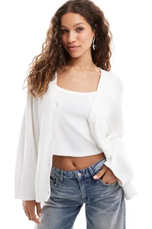 Monki Boxy fit rib knit cardigan in