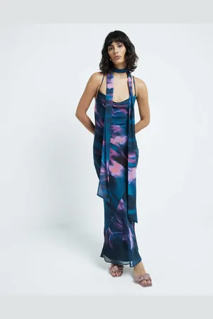 River Island Strappy floral print slip dress in mid