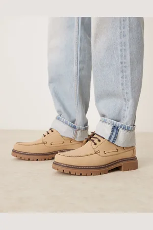 ASOS Lace up boat shoes in stone